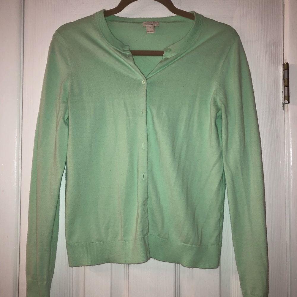 Mint green J Crew cardigan
